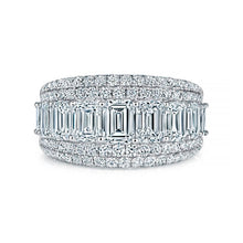 Load image into Gallery viewer, Royal Collection 18K White Gold 4.31 CTW Emerald Cut &amp; Outer Pave Halfway Band

