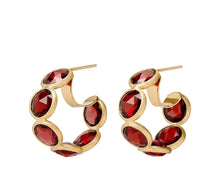 Load image into Gallery viewer, Marco Bicego 18K Yellow Gold Red Garnet Jaipur Bezel Earrings
