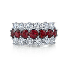 Load image into Gallery viewer, Royal Collection 18K White Gold 1.95 CT Diamond &amp; 1.33 CT Ruby 3-Row Band
