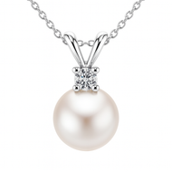 Royal Collection 14K White Gold Diamond Akoya Pearl Necklace