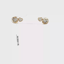 Load and play video in Gallery viewer, Royal Collection 18K Yellow Gold Double Heart Diamond Stud Earrings
