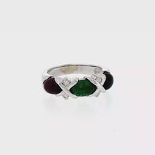 Load and play video in Gallery viewer, Royal Estate White Gold Emerald Multi-Stone Ring with Criss-Cross Accents
