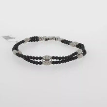 Load and play video in Gallery viewer, Royal Collection Double-Strand Onyx and Diamond Pavé Station Bracelet in White Gold
