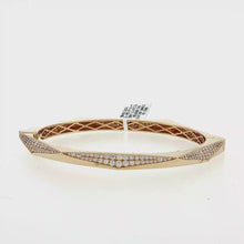 Load and play video in Gallery viewer, Royal Collection Yellow Gold Honeycomb Diamond Pavé Bangle

