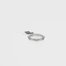 Load and play video in Gallery viewer, Royal Collection 18K White Gold Geometric Pave Accent Hexagon Band Ring
