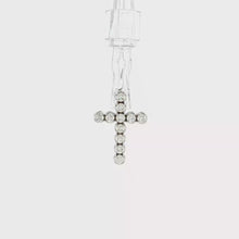 Load and play video in Gallery viewer, Royal Collection Round Brilliant Cut Diamond Cross Pendant in 14k White Gold
