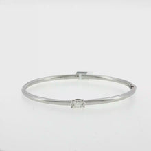 Load and play video in Gallery viewer, Royal Collection 18K White Gold Bangle with East-West Oval Diamond
