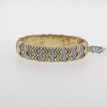 Load and play video in Gallery viewer, Royal Collection Diamond Two-Tone Wave Pattern Gold Cuff Bangle
