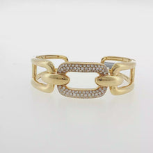 Load and play video in Gallery viewer, Royal Collection Diamond Pave Yellow Gold Chain Link Cuff Bangle
