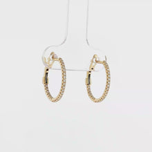 Load and play video in Gallery viewer, Royal Collection 14K Yellow Gold 0.22 CTW Inside-Out Diamond Hoop Earrings
