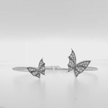 Load and play video in Gallery viewer, Royal Collection Diamond Butterfly Bypass Open Bangle in 18k White Gold
