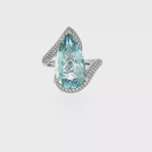 Load and play video in Gallery viewer, Royal Collection 18K White Gold Aqua Diamond Ring
