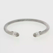 Load and play video in Gallery viewer, Royal Estate David Yurman Sterling Silver &amp; 18K White Gold Diamond Pavé Cable Bracelet
