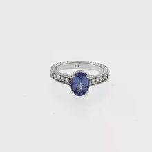 Load and play video in Gallery viewer, Royal Estate Vintage-Style Oval Tanzanite Multistone Ring in White Gold
