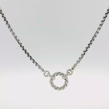 Load and play video in Gallery viewer, Royal Estate Sterling Silver Box Chain Necklace with Twisted Rope Circle Pendant
