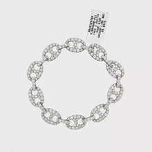 Load and play video in Gallery viewer, Royal Collection Diamond Pave 14k White Gold Anchor Link Chain Bracelet
