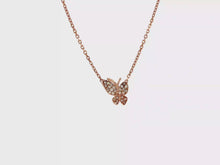 Load and play video in Gallery viewer, Royal Collection Diamond Pave Butterfly Charm Necklace in Rose Gold
