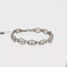 Load and play video in Gallery viewer, Royal Collection Vintage-Style Filigree Scroll Link Bracelet in 14k White Gold
