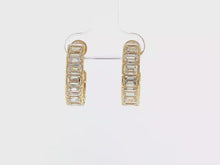 Load and play video in Gallery viewer, Royal Collection Emerald-Cut Diamond Hoop Earrings in Yellow Gold
