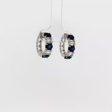 Load and play video in Gallery viewer, Royal Collection 18K White Gold Sapphire &amp; Diamond Earrings

