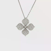 Load and play video in Gallery viewer, Royal Collection 18K White Gold Diamond Flower Chain Necklace
