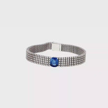 Load and play video in Gallery viewer, Royal Collection 18K White Gold 2.65 CT Blue Sapphire &amp; 6.01 CT Diamond Five-Row Bracelet
