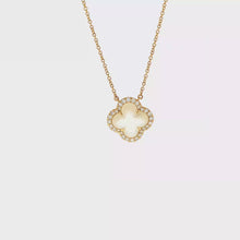 Load and play video in Gallery viewer, Royal Collection 14K Yellow Gold Mother of Pearl Flower Diamond Necklace
