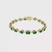 Load and play video in Gallery viewer, Royal Collection Yellow Gold Multi-Shape Emerald Chain Bracelet
