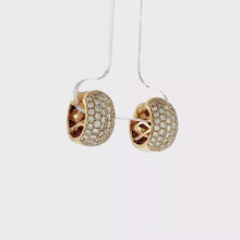 Load and play video in Gallery viewer, Royal Collection 14K Yellow Gold 1.16 CTW Wide Inside-Out Pavé Diamond Huggie Earrings
