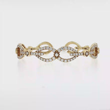 Load and play video in Gallery viewer, Royal Estate 18k Yellow Gold Infinity Link Diamond Pave Bangle Bracelet

