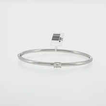 Load and play video in Gallery viewer, Royal Collection 18K White Gold Emerald-Cut Diamond Bangle in White Gold
