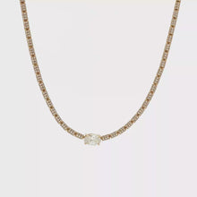 Load and play video in Gallery viewer, Royal Collection 18K Yellow Gold Emerald Cut Diamond Center Pave Link Necklace
