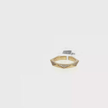 Load and play video in Gallery viewer, Royal Collection 18K Yellow Gold Geometric Diamond Accent Band Ring
