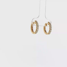 Load and play video in Gallery viewer, Royal Collection 14K Yellow Gold Oval Diamond Huggie Earrings
