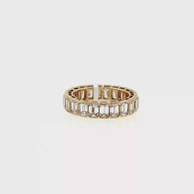 Load and play video in Gallery viewer, Royal Collection 18K Yellow Gold Emerald-Cut Diamond Eternity Ring
