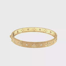 Load and play video in Gallery viewer, Royal Collection Yellow Gold Textured Diamond Floral Bangle
