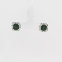 Load and play video in Gallery viewer, Royal Collection Green Tourmaline Halo Stud Earrings — White Gold
