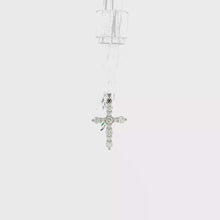 Load and play video in Gallery viewer, Royal Collection 14k White Gold Round Brilliant Diamond Cross Pendant
