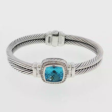 Load and play video in Gallery viewer, Royal Estate David Yurman Sterling Silver Blue Topaz 2-Row Cable Bracelet
