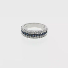 Load and play video in Gallery viewer, Royal Estate 14K White Gold 1.00 CT Diamond &amp; 0.72 CT Sapphire Band Ring
