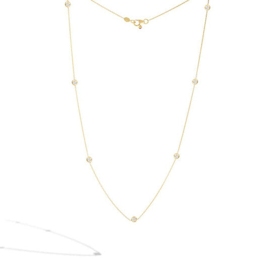 ROBERTO COIN 18K YELLOW  7-STATION DIAMOND NECKLACE GOLD NECKLACE