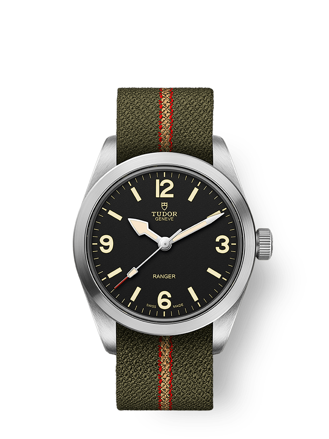 Tudor Ranger 36mm steel case Black domed dial green fabric Watch