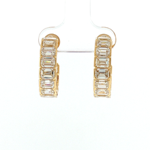 Load image into Gallery viewer, Royal Collection Emerald-Cut Diamond Hoop Earrings in Yellow Gold
