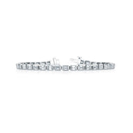 Royal Collection 18K White Gold 8.80 CTW East-West Emerald Cut Bezel Diamond Tennis Bracelet