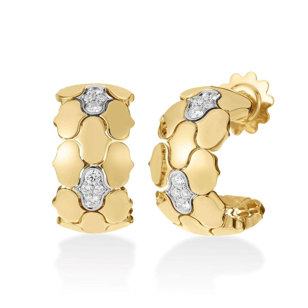 Roberto Coin 18K Yellow Gold Cobra Diamond Hoop Earrings 8883752AJERX