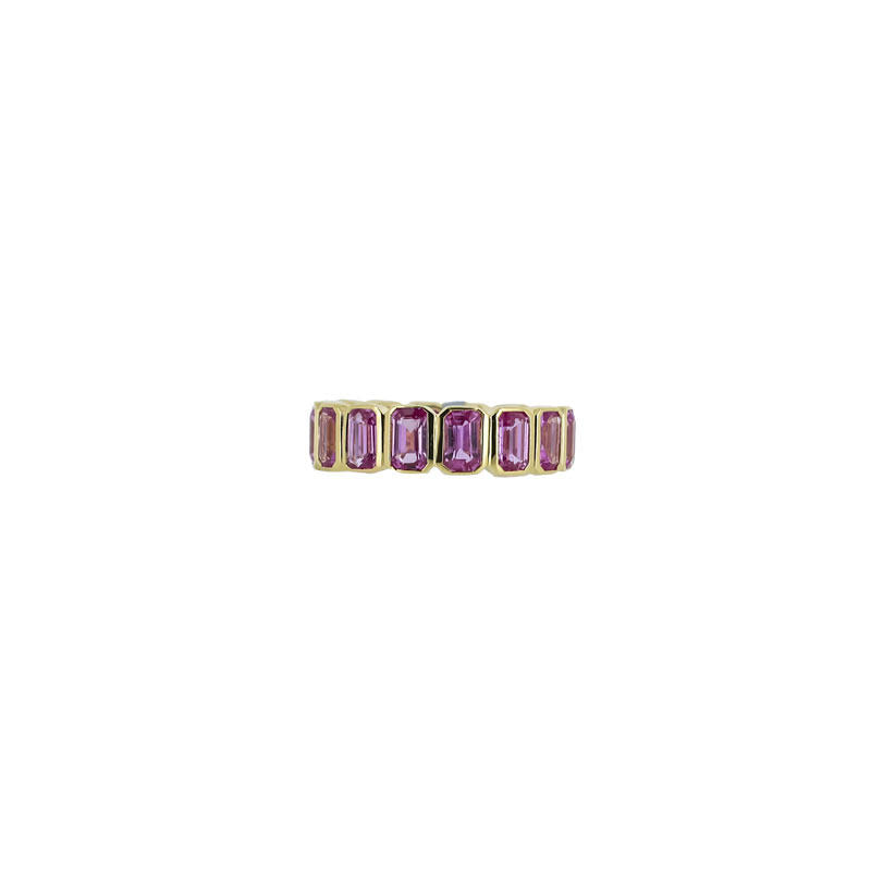 Royal Collection 18K White Gold Pink Sapphire 4.8c Bezel Set Eternity Ring