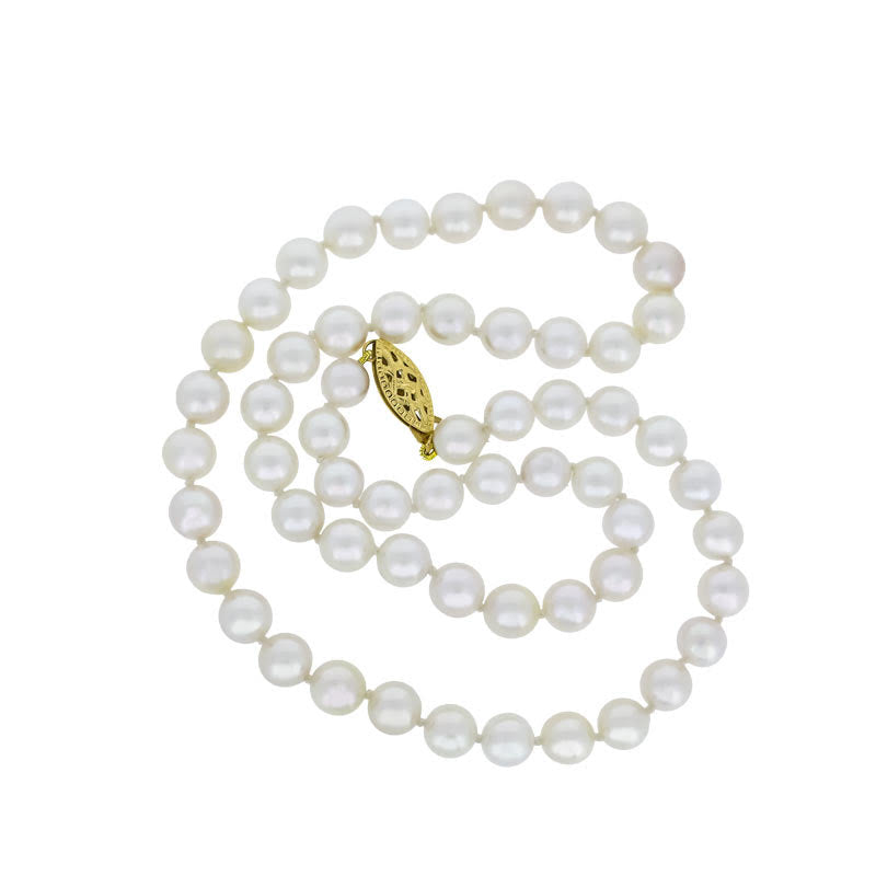 Royal Collection 18K Yellow Gold Cultured Pearl 7-7.5mm Necklace