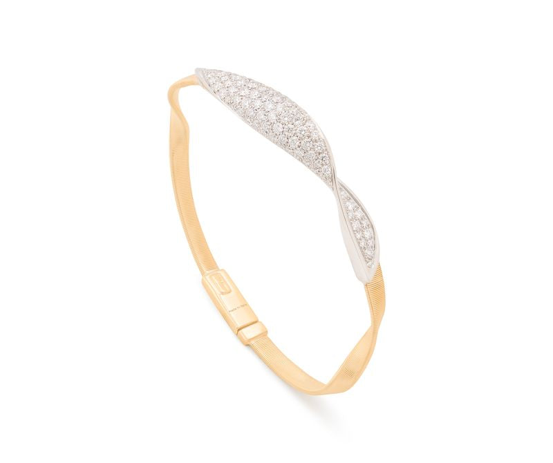 Marco Bicego 18K Yellow Gold Bracelet with Wide Diamond Pavé Crossover