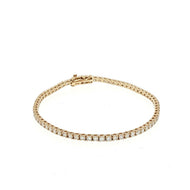 Royal Collection 14K Yellow Gold Four Prong Diamond Tennis Bracelet - 7.25