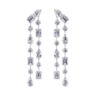 Royal Collection 18K White Gold 8.79 CTW Mixed Shape Diamond Chandelier Earrings